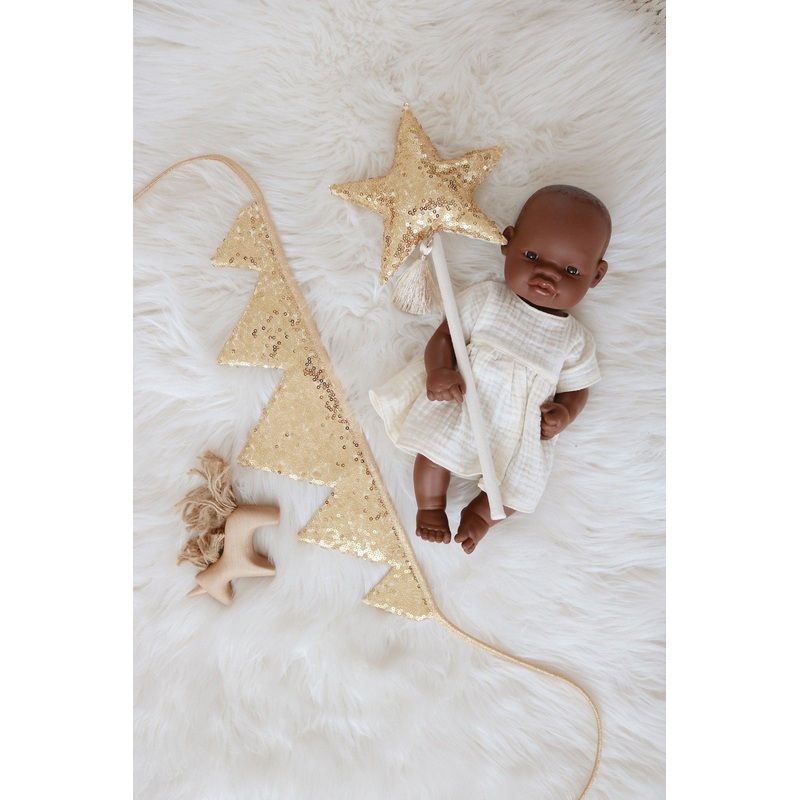 Gold Sequins Crown and Wand Magic Set