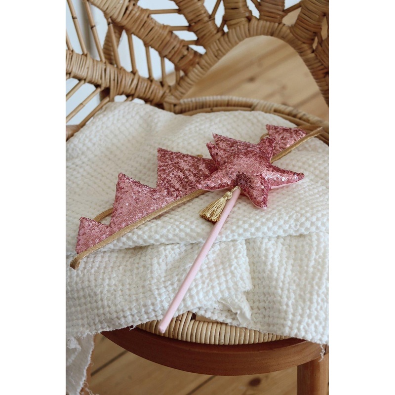 Pink Sequins Crown and Wand Magic Set