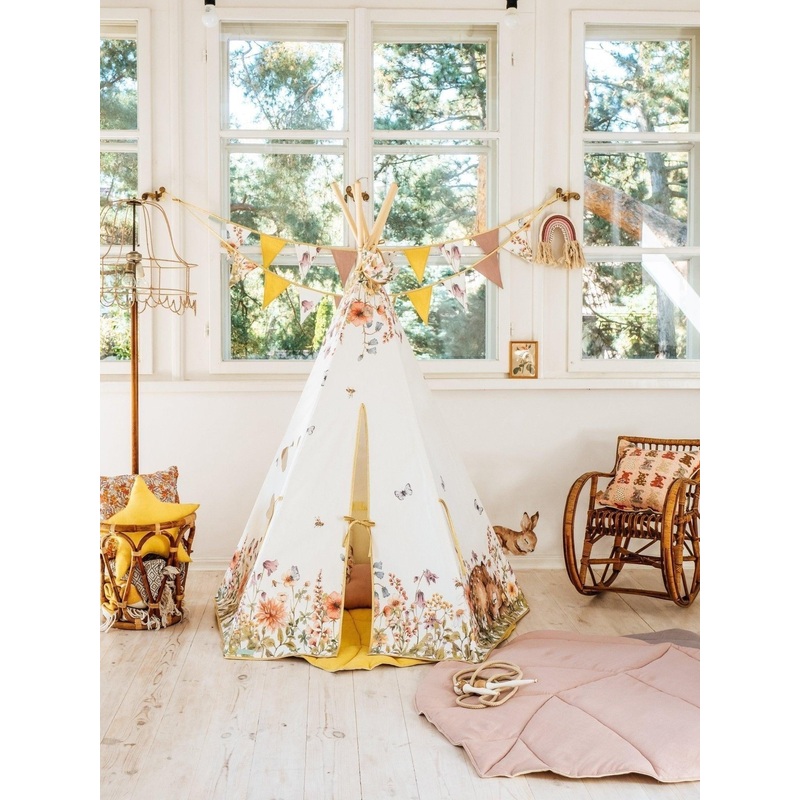 Wildflowers Teepee and Powder Pink Leaf Mat Set