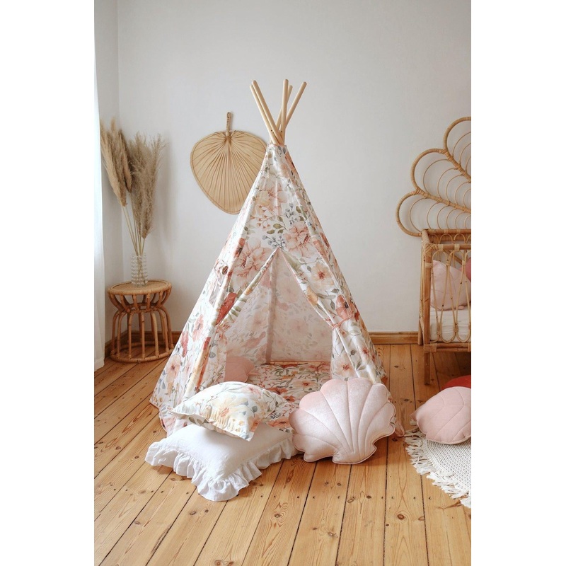 Flower power Teepee Tent and Round Mat Set