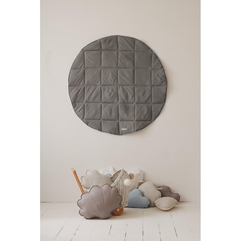 Grey Linen Round Mat