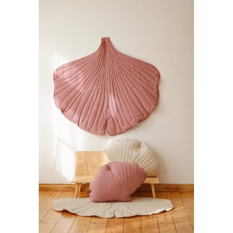 Linen Dirty Pink Ginkgo Leaf Mat