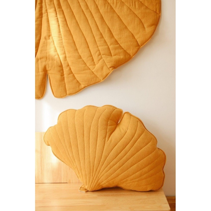Linen Mango Ginkgo Leaf Pillow