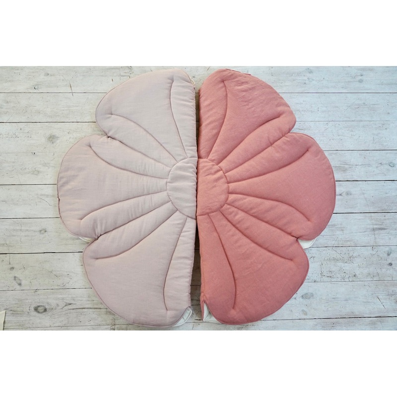 Linen Powder Rose Flower Mat