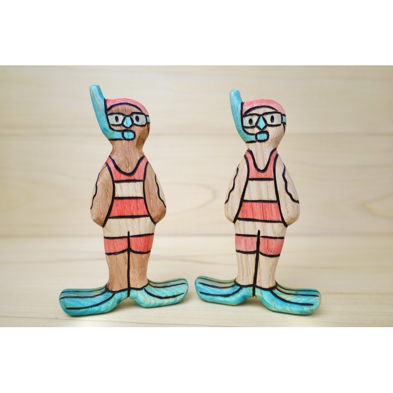 Wooden Retro Snorkel Swimmer