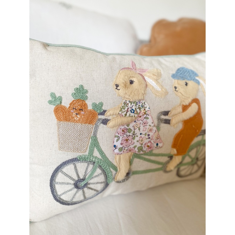 Bunny Bike Ride Pillow