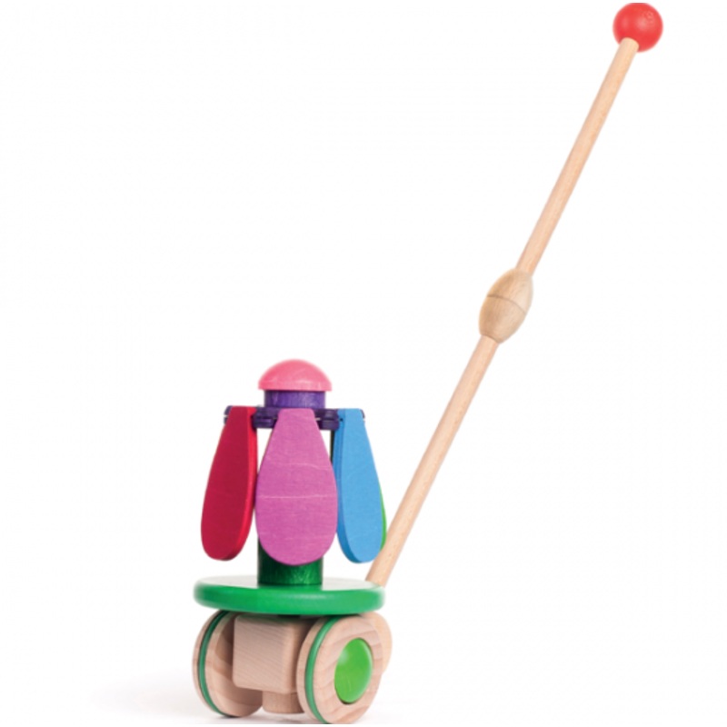 Bajo Wooden Flower Rainbow Push Toy