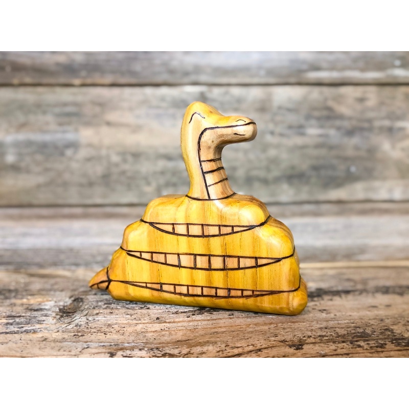 Wooden Yellow Python Snake Toy