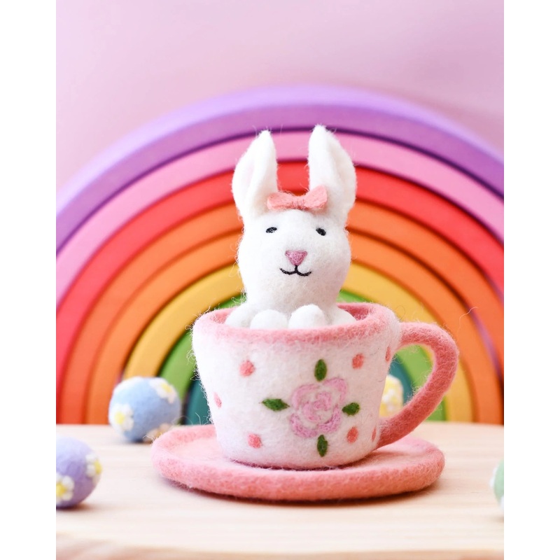 Felt Rabbit in Tea Cup Toy