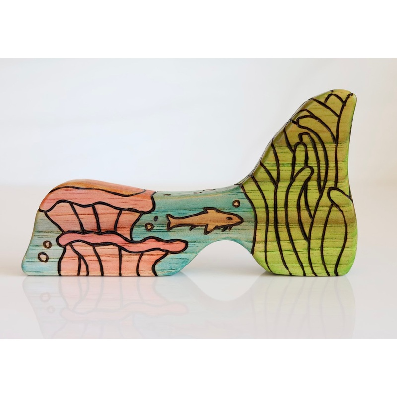 Wooden OOAK Underwater Catfish And Salamander Seaweed Playscape