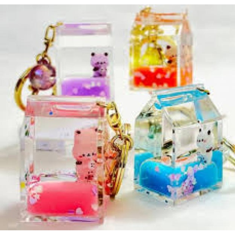 KITTY IN MILK CARTON FLOATY CHARM KEYCHAIN