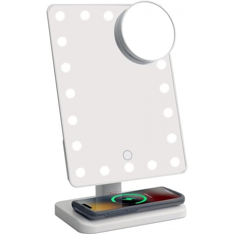 GLAM STUDIO VANITY MIRROR WITH BLUETOOTH SPEAKER AND WIRELESS CHARGER