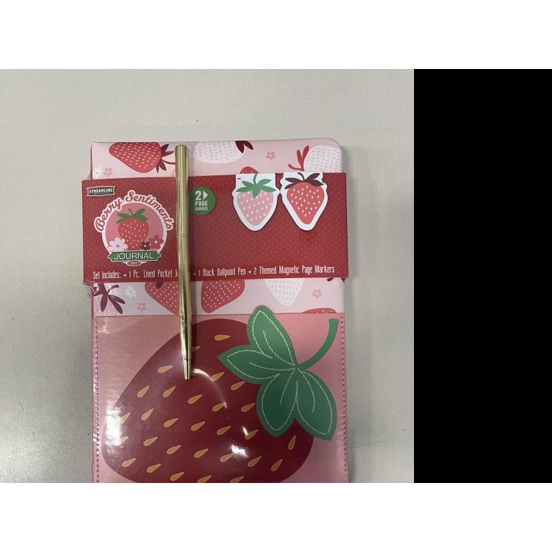 STRAWBERRY POCKET JOURNAL WITH PEN