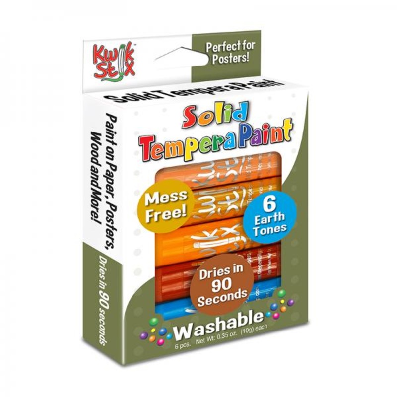 KWIK STIX SOLID TEMPERA PAINT EARTH TONES 6 PK