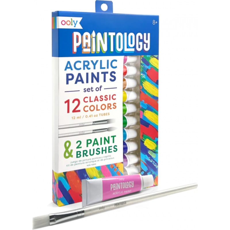 ACRYLIC PAINTS AND BRUSHES SET: CLASSIC COLORS