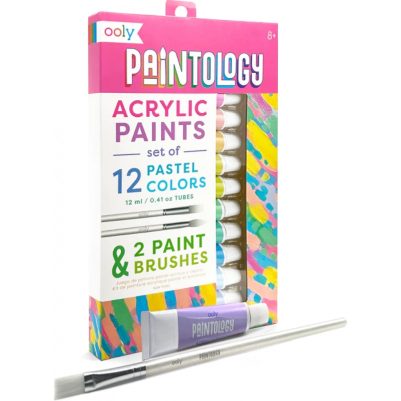 ACRYLIC PAINTS AND PAINTBRUSHES: PASTEL COLORS