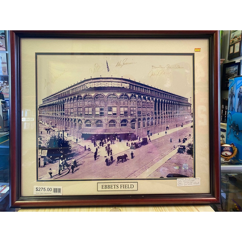 Autographed framed photo of Ebbets Field with COA