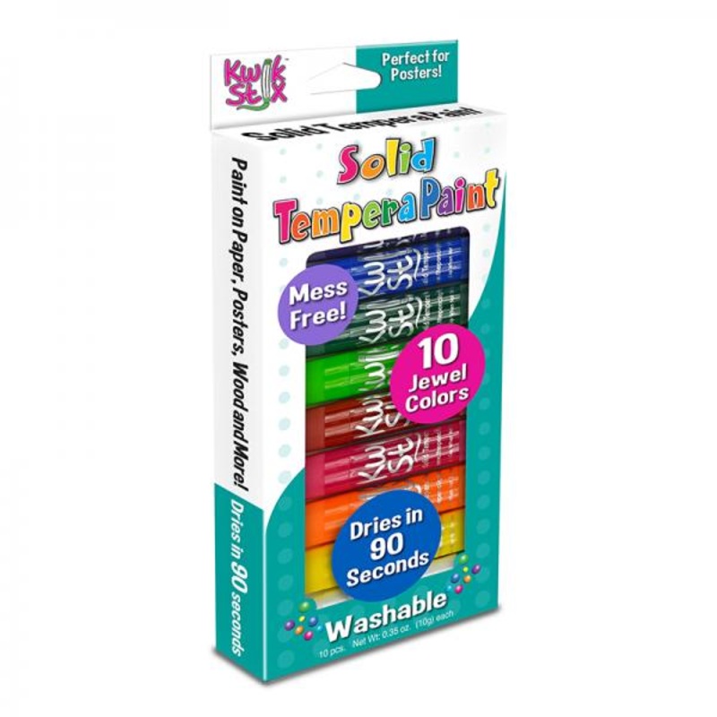 KWIK STIX SOLID TEMPERA PAINT JEWEL COLORS 10 PK