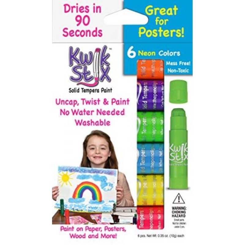 KWIK STIX SOLID TEMPRA PAINT NEON 6PK