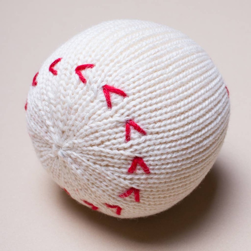 Organic Hand Knit Baseball Rattle