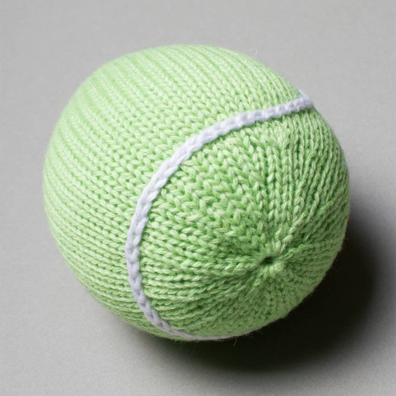 Organic Hand Knit Tennis Ball Rattle