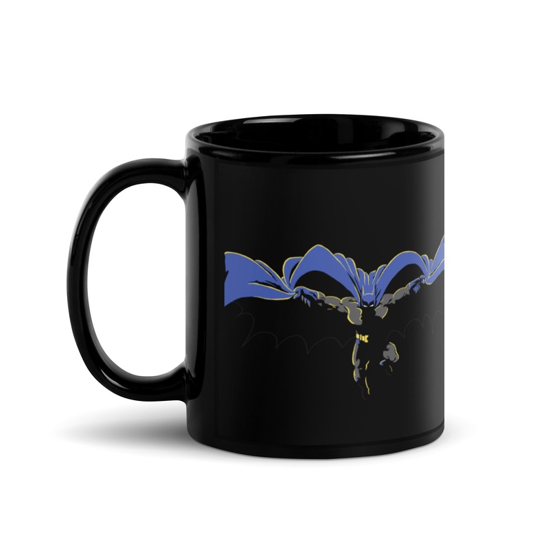 Heroes with Dark Knight Black Glossy Mug