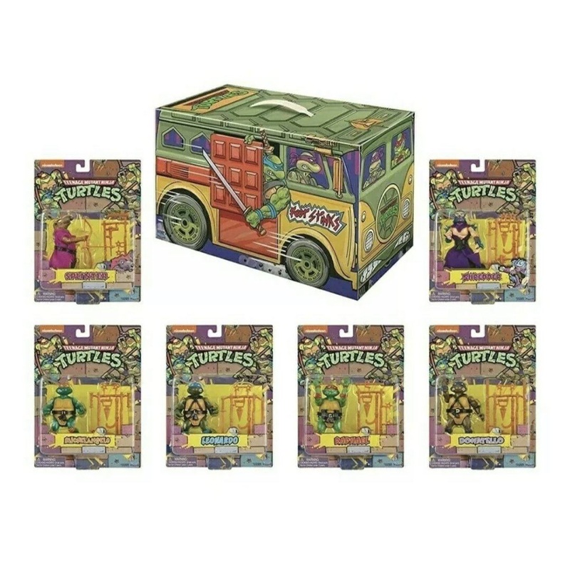 Teenage Mutant Ninja Turtles (TMNT) Retro Classic Action Figure 6-Pack Turtle Van Case PX Exclusive (Limited to 5,000 pcs)
