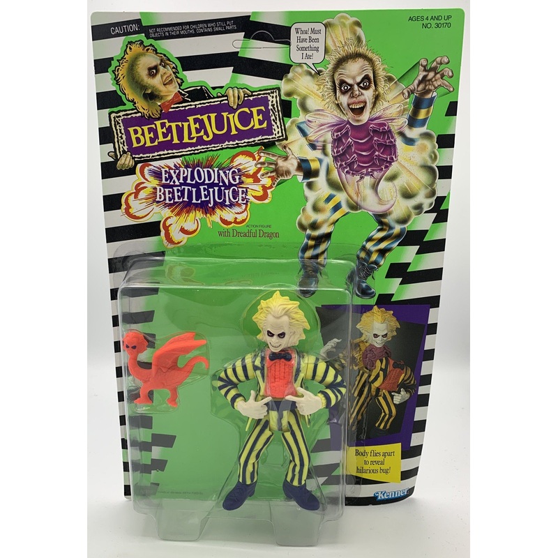 Kenner Beetlejuice Exploding Beetlejuice with Dreadful Dragon (Unpunched) Vintage Action Figure