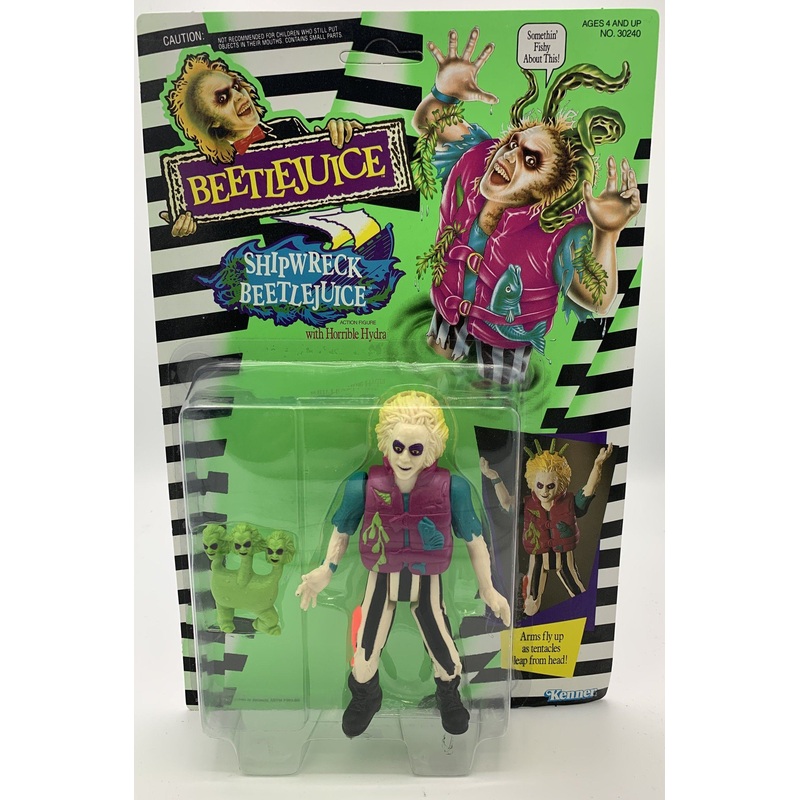 Kenner Beetlejuice Shipwreck Beetlejuice with Horrible Hydra (Unpunched) Vintage Action Figure