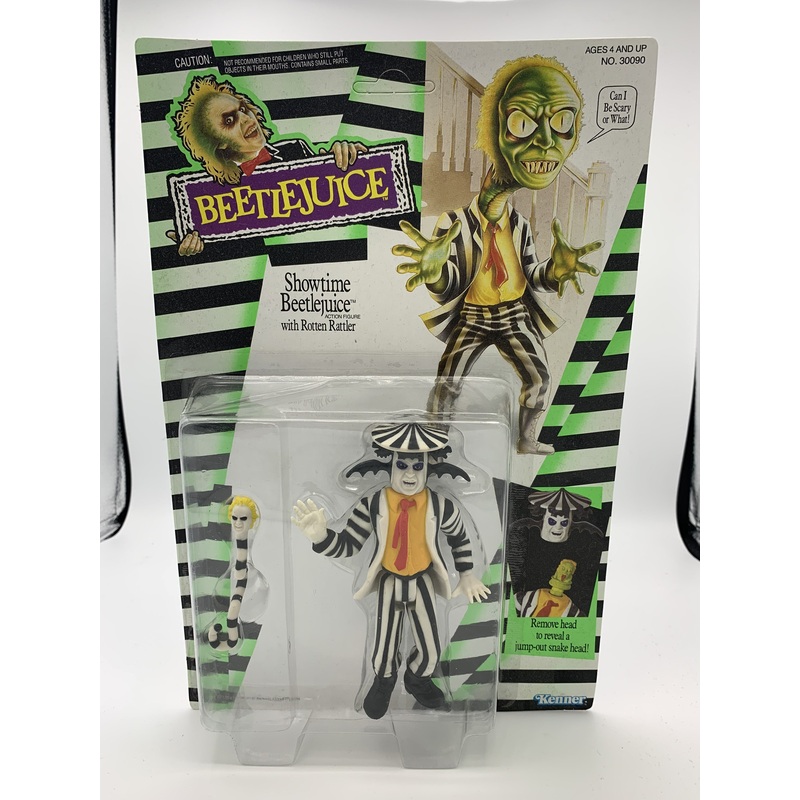 Kenner Beetlejuice Showtime Beetlejuice with Rotten Rattler (Unpunched) Vintage Action Figure