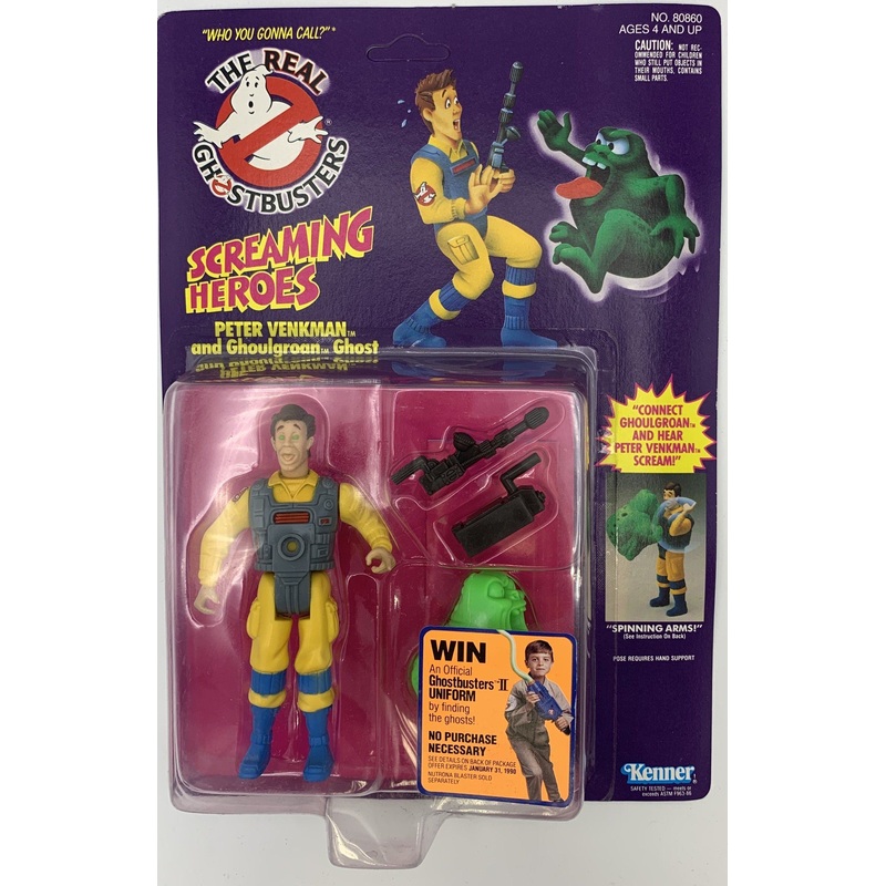 Kenner The Real Ghostbusters Peter Venkman and Ghoulgroan Ghost Screaming Heroes (Unpunched) Vintage Action Figure