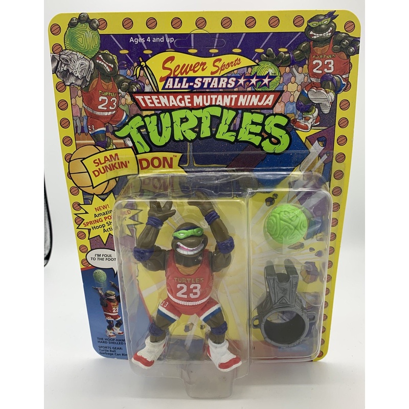 Playmates Donatello Slam Dunkin’ Don Teenage Mutant Ninja Turtles (TMNT) (Unpunched) Vintage Action Figure