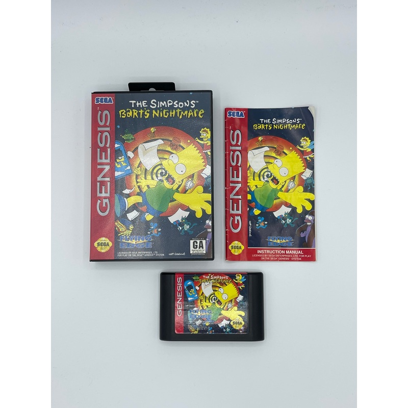 The Simpsons Bart’s Nightmare Game for the Sega Genesis (Complete in Box)