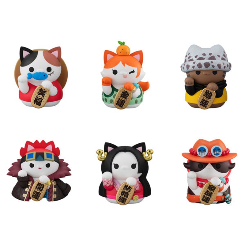 MEGA CAT PROJECT ONE PIECE Nyan Piece Nyan !  Beckoning cat LUCKY CAT PIRATES (set of 6)