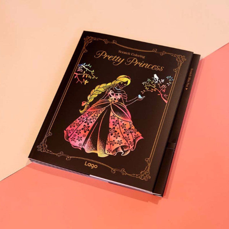 Lago Scratch Art Cartoon Coloring Book for Kids Pretty Princess Drawing