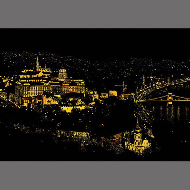 Lago Scratch Art City Night View Drawing Budapest