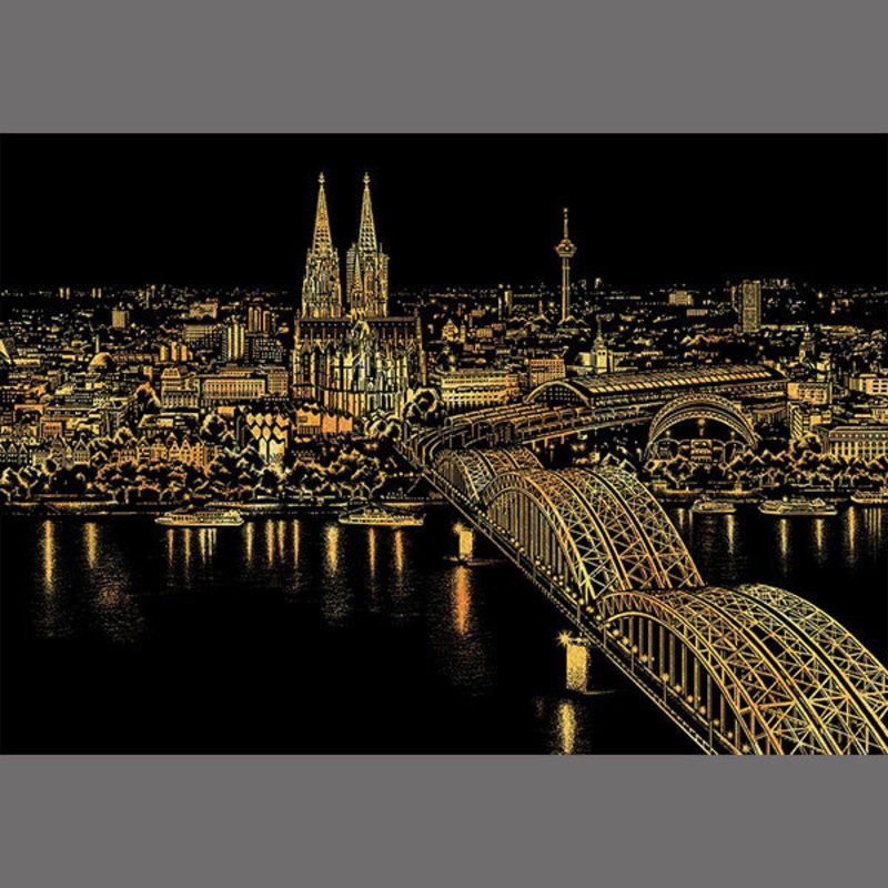 Lago Scratch Art City Night View Drawing Cologne