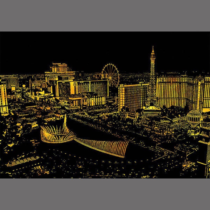 Lago Scratch Art City Night View Drawing Las Vegas