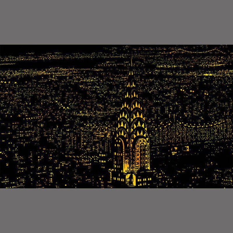 Lago Scratch Art City Night View Drawing New York
