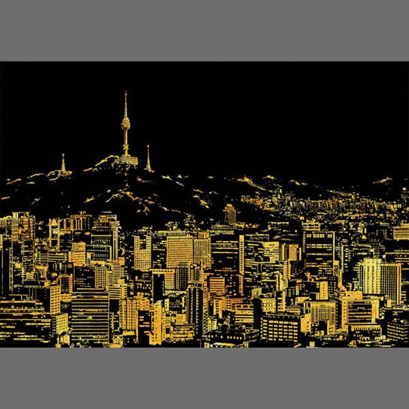 Lago Scratch Art City Night View Drawing Seoul