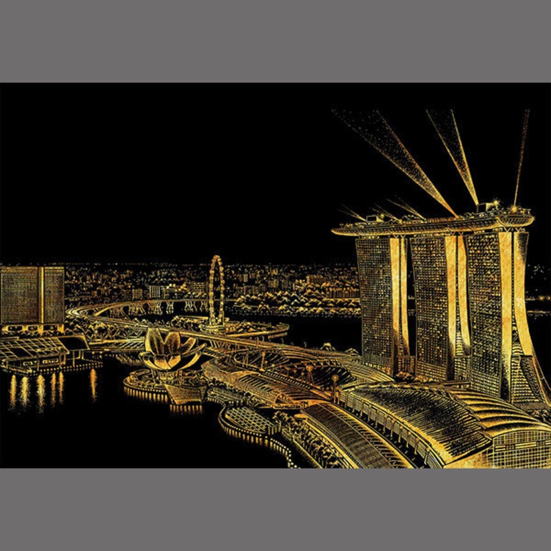 Lago Scratch Art City Night View Drawing Singapore