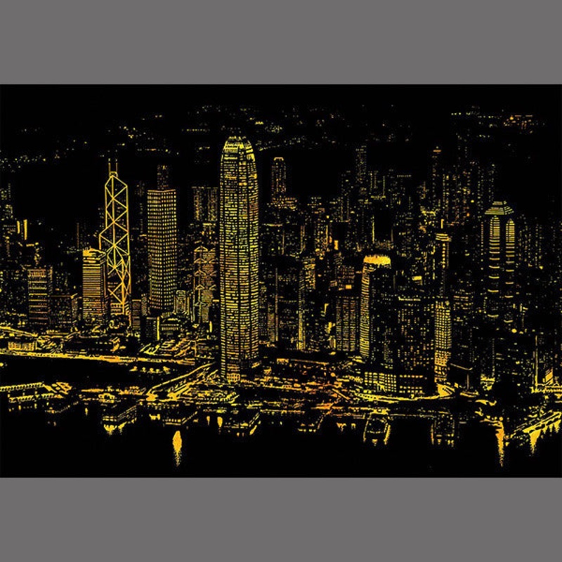 Lago Scratch Art Drawing City Night View Hong Kong