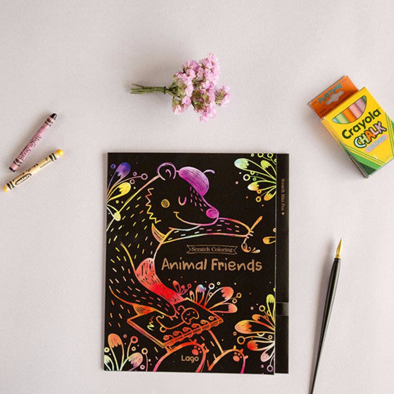 Lago Scratch Coloring Drawing Book For Kids Animal Friends