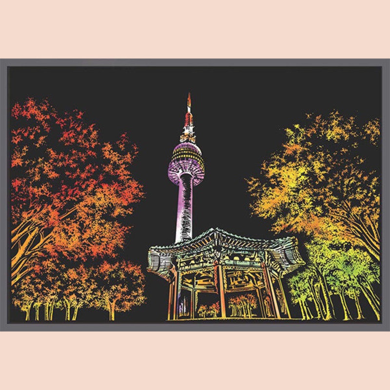 Lago Scratch Postcard N Seoul Tower Maple