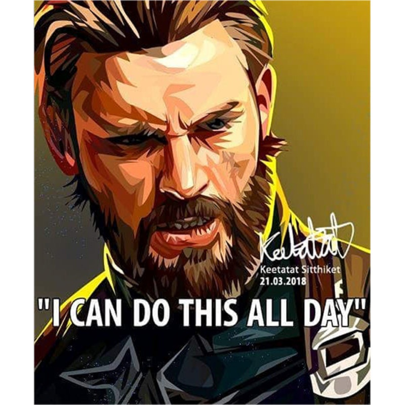 Pop Art Wall Decoration Drawing (Captain America – I can do this all day)