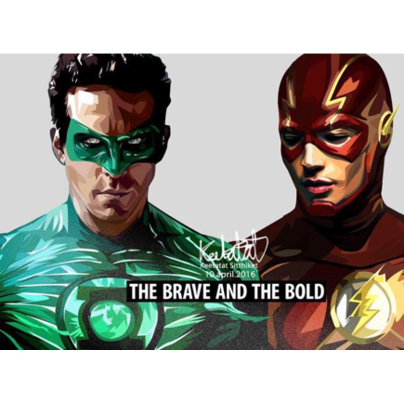 Pop Art Wall Decoration Drawing (Green Lantern VS The Flash) DC