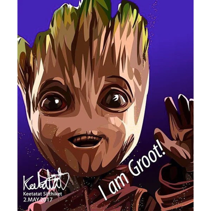 Pop Art Wall Decoration Drawing (Groot – I am Groot)
