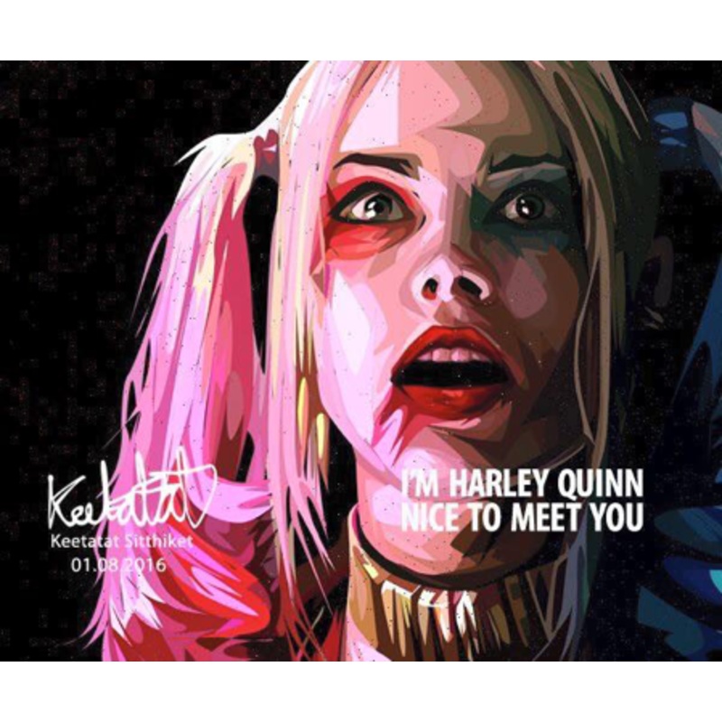 Pop Art Wall Decoration Drawing (Harley Quinn – Pink / Black)