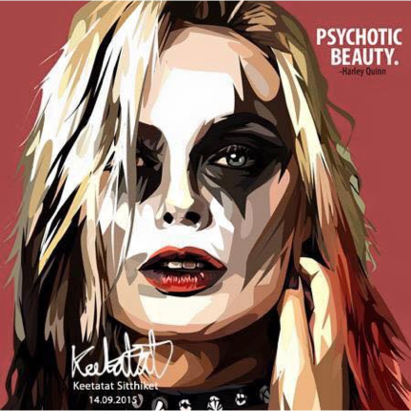 Pop Art Wall Decoration Drawing (Harley Quinn Psychotic Beauty)