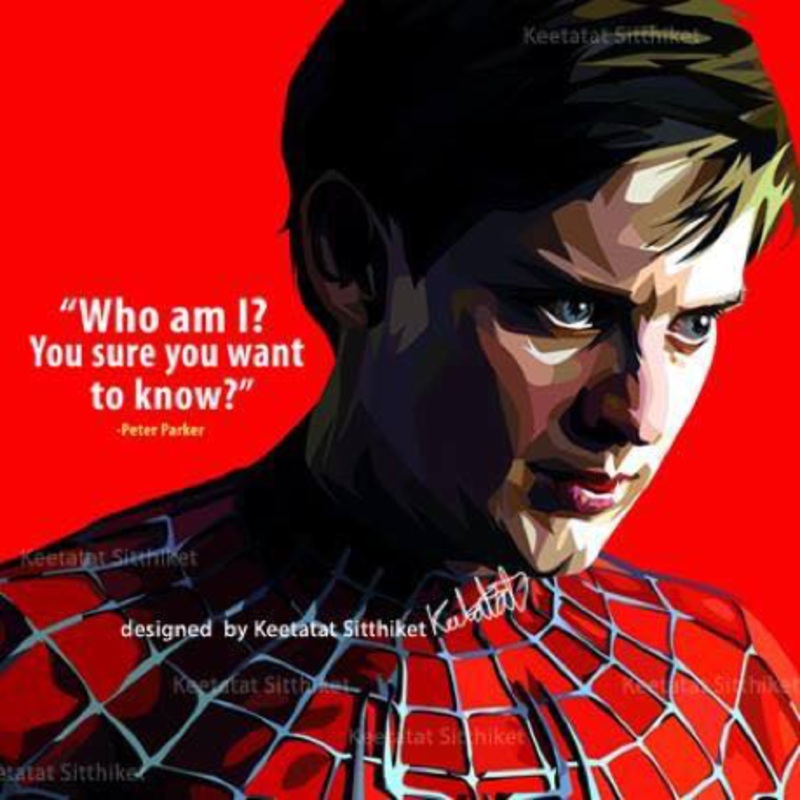 Pop Art Wall Decoration Drawing (Peter Parker Who Am I)